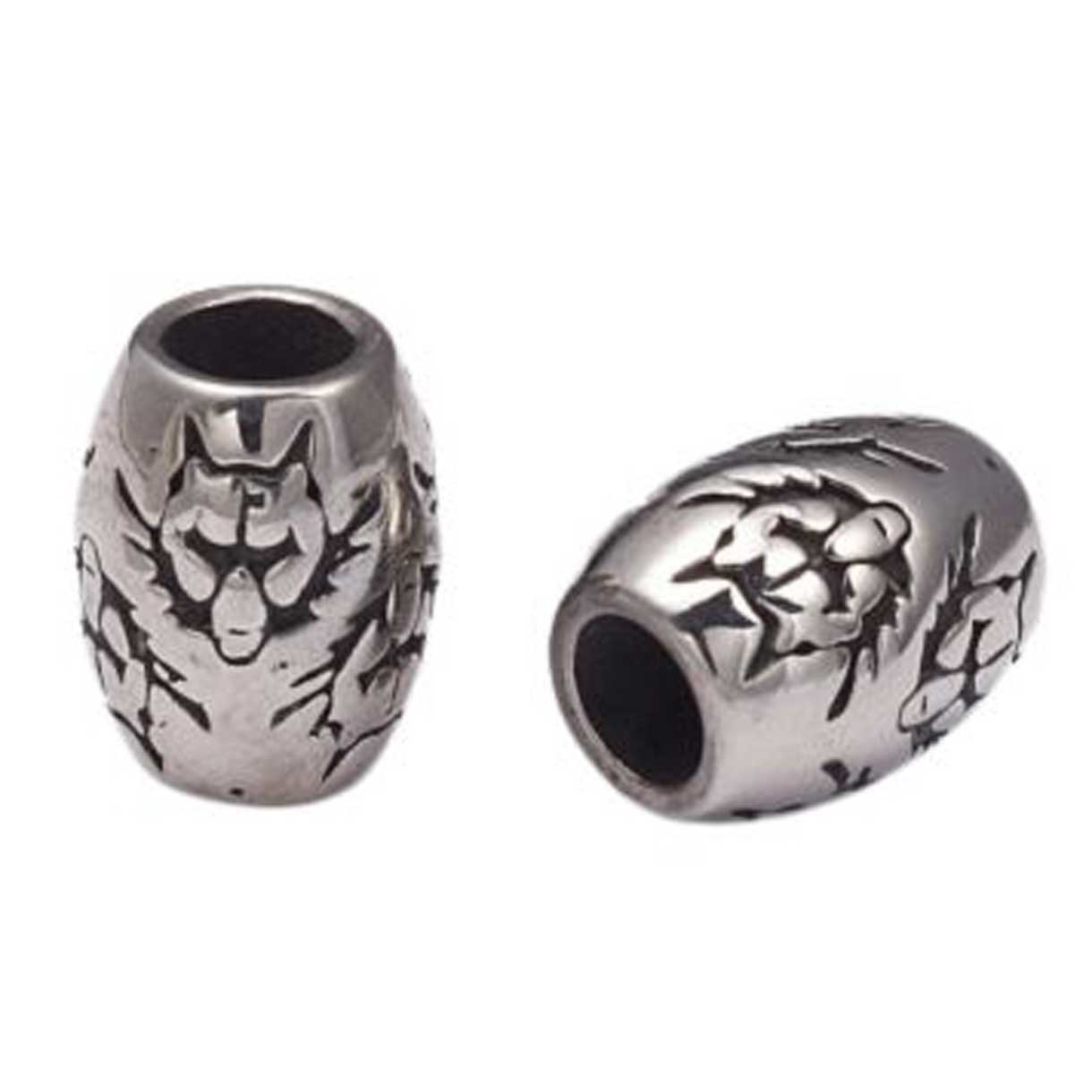 Antique Silver Wolf Metal Beads 304 Stainless Steel (2 Pack) 280-