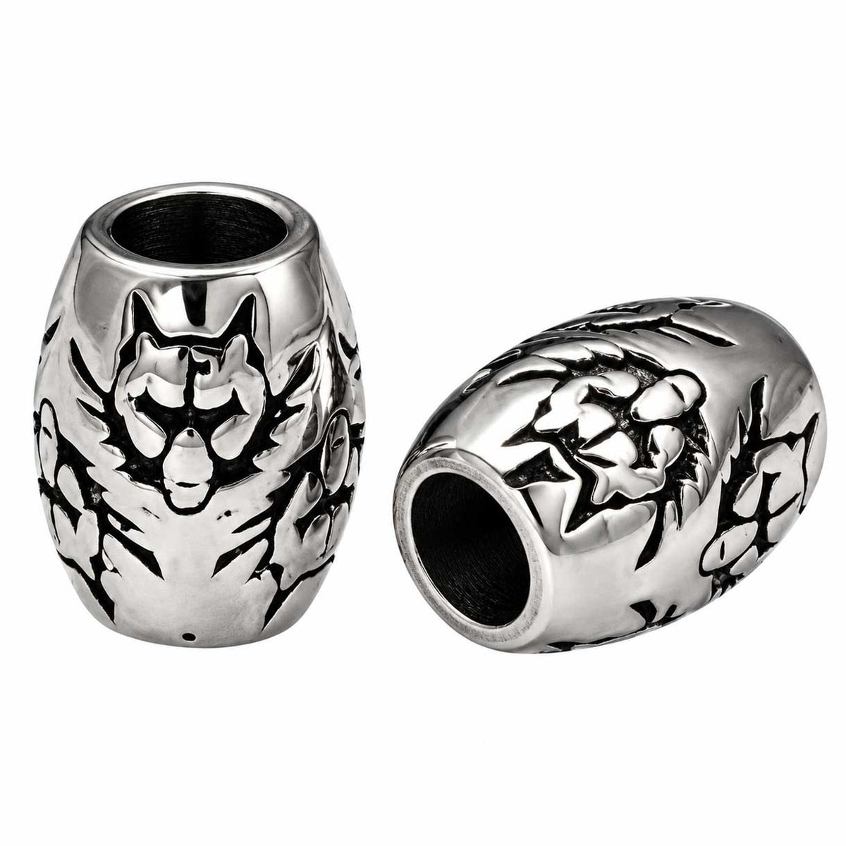 Antique Silver Wolf Metal Beads 304 Stainless Steel (2 Pack) 280-