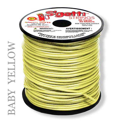 Baby Yellow S'getti String Round Hollow Plastic Lacing Spool 50 yd (45 m) Pepperell