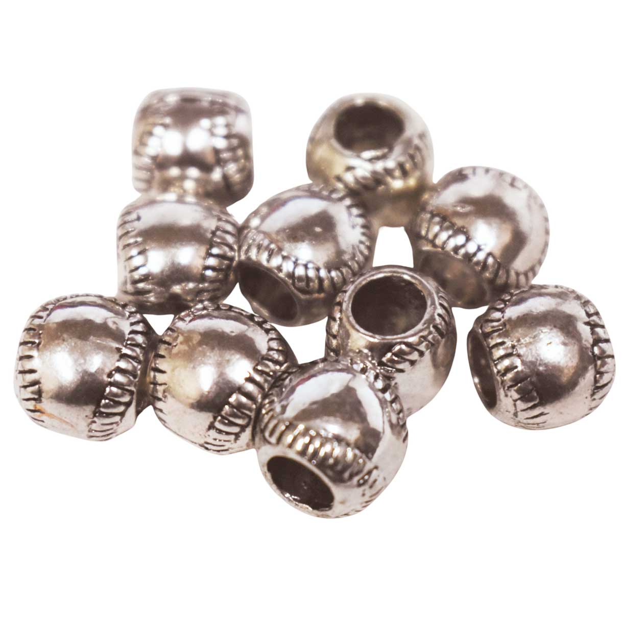 Baseball Shinny Silver Bead/Charm Alloy Metal (10 pack) China