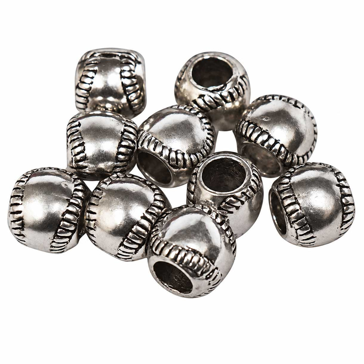 Baseball Shinny Silver Bead/Charm Alloy Metal (10 pack) China