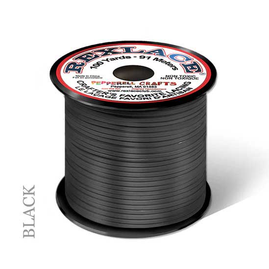 Black Pearlized Rexlace Flat Plastic Lacing Spool 100 yd (91 m) Pepperell