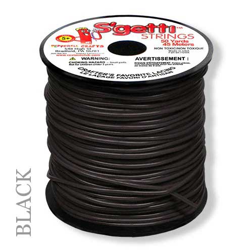 Black S'getti String Round Hollow Plastic Lacing Spool 50 yd (45 m) Pepperell