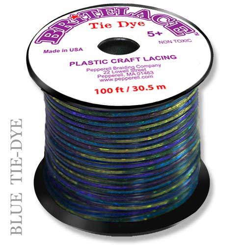 Blue Tie-Dye Rexlace Flat Plastic Lacing Spool 100 ft (30.5 M) Pepperell
