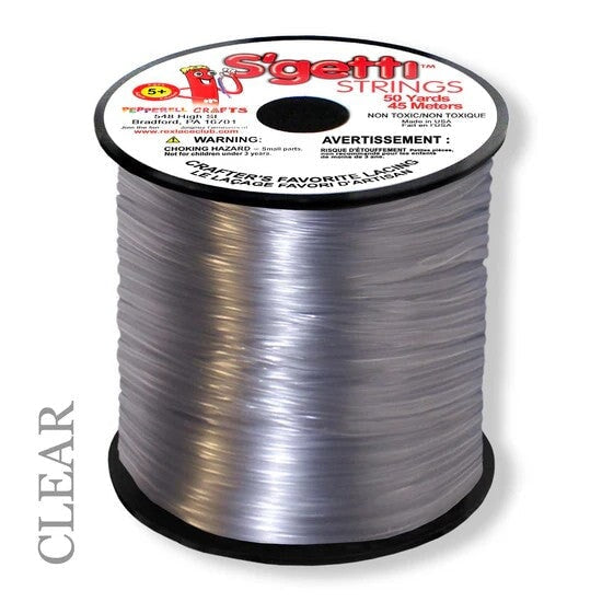 Clear S'getti String Round Hollow Plastic Lacing Spool 50 yd (45 m) Pepperell