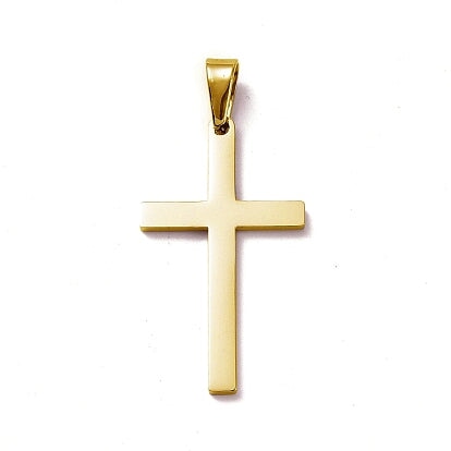 Cross Pendants 304 Stainless Steel Golden Colored (2 Pack) 280-