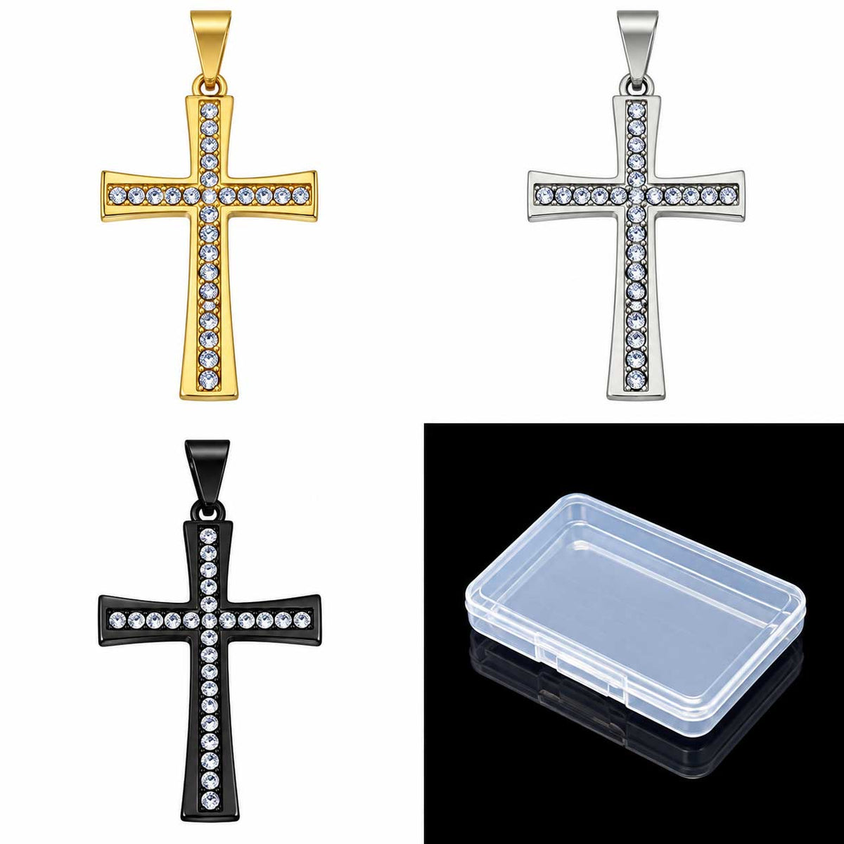 Cross Pendants 3 Pcs 3 Colors 304 Stainless Steel (One-3 Pack) 280-