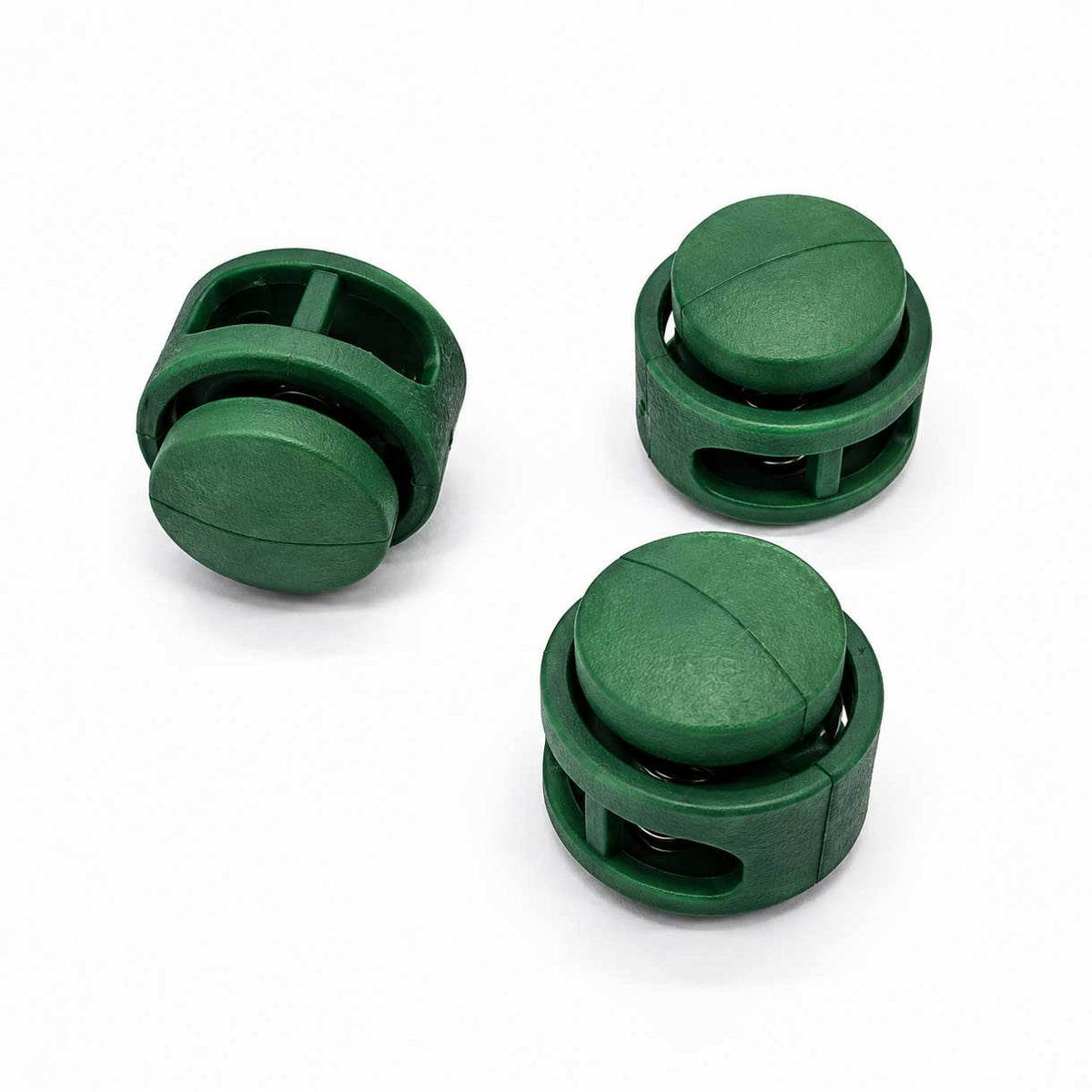 Dark Green Nylon Round Double Hole Cord Lock/Stop (10 Pack) paracordwholesale