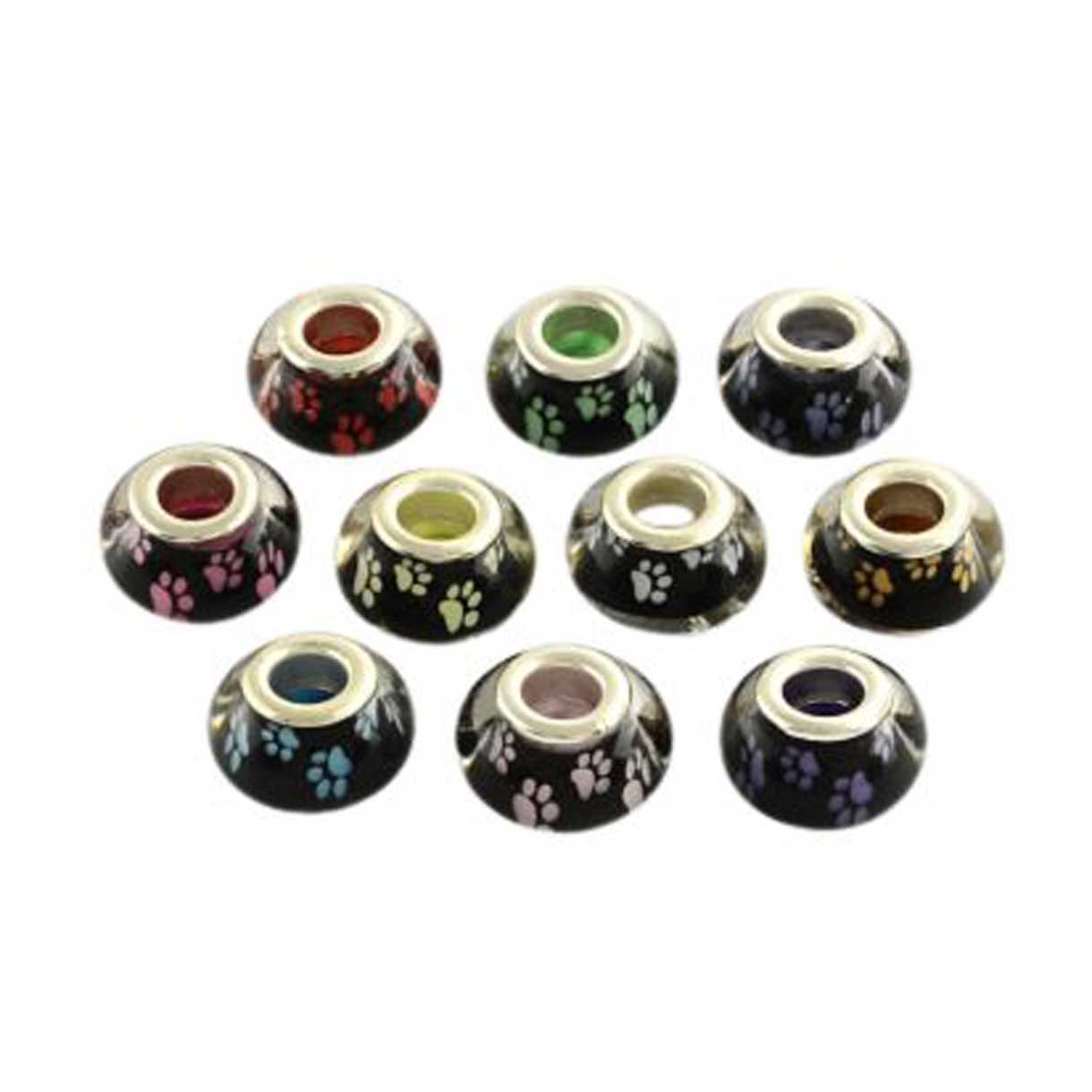 Dog Paw Prints Resin Beads Mixed Colors (10 Pack) 280-