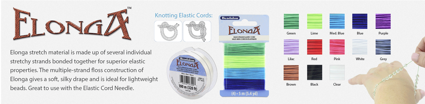 0.30 mm (.012") White Elonga Elastic Stretch/Bungee Cord 25 m (82 ft) Beadalon