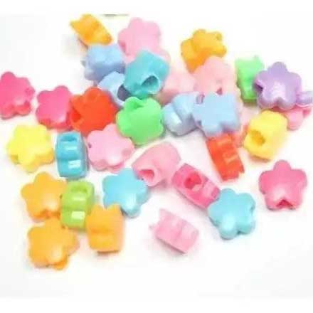 Flower Beads (Assorted Plastic Colors) (50 Pack) China