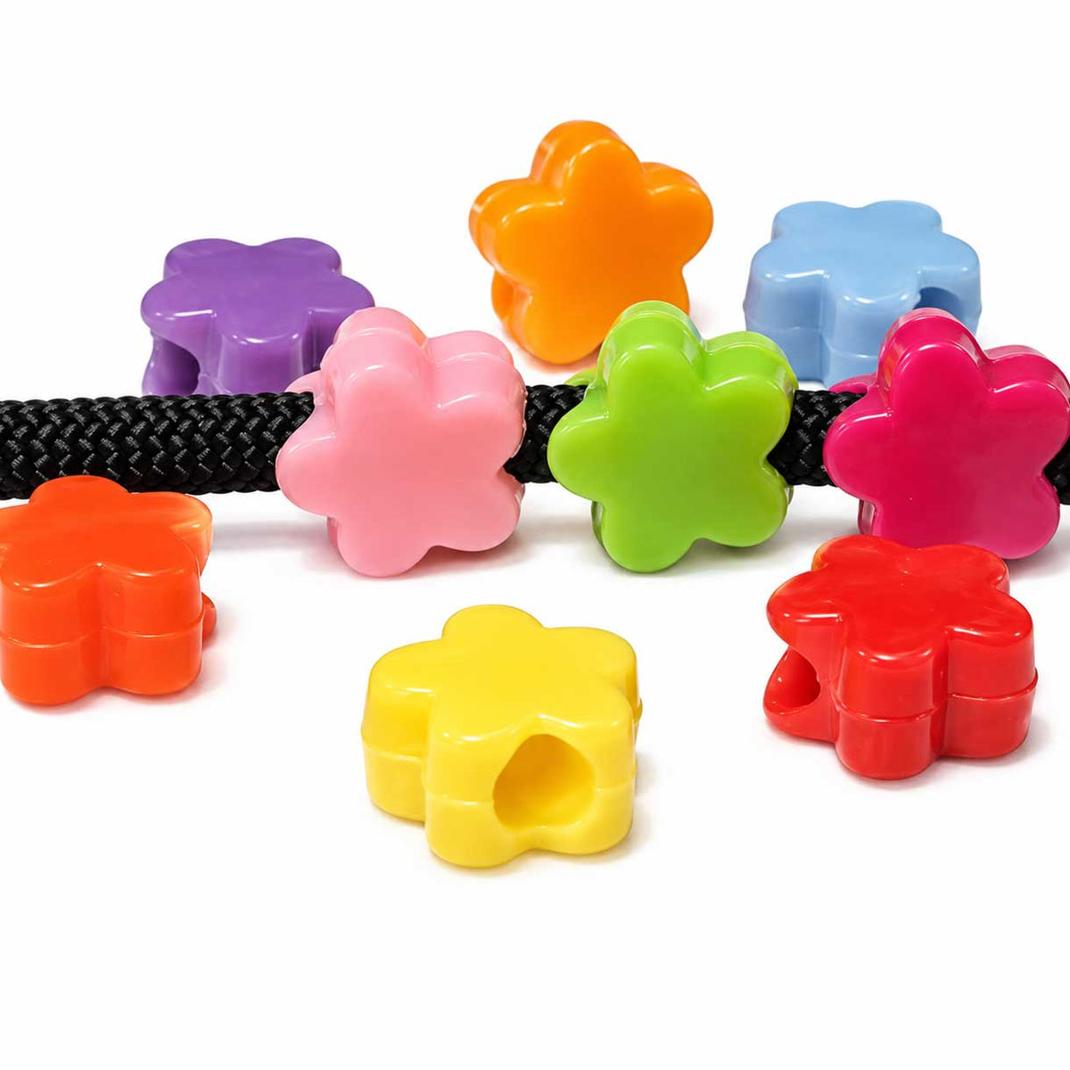 Flower Beads (Assorted Plastic Colors) (50 Pack) China