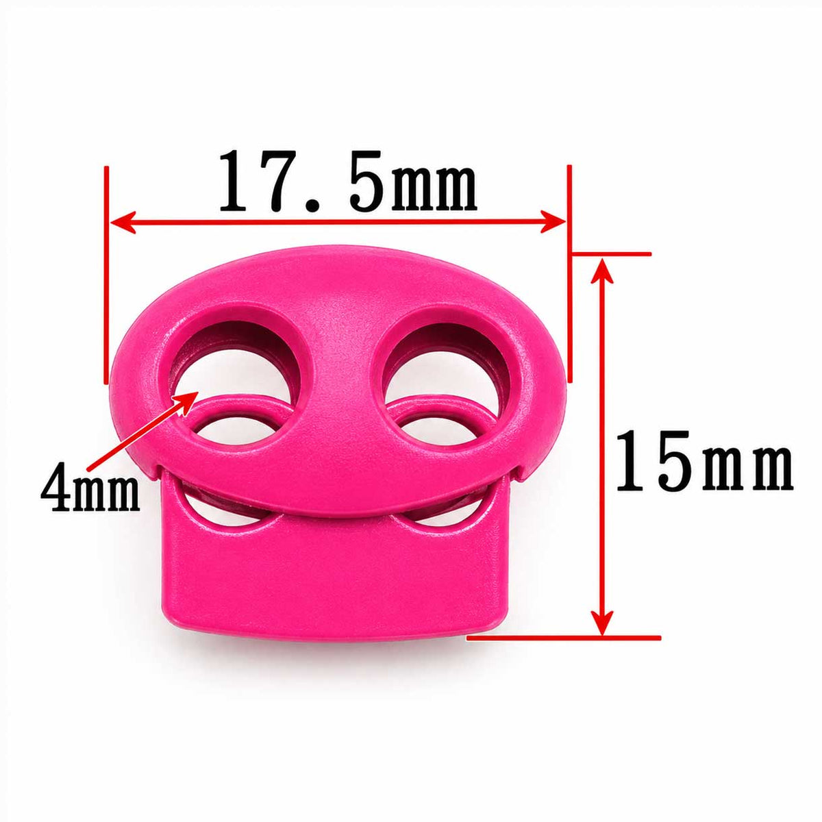 Fuchsia Zinc Alloy Oval Two Hole Cord Lock/Stop (5 Pack) paracordwholesale