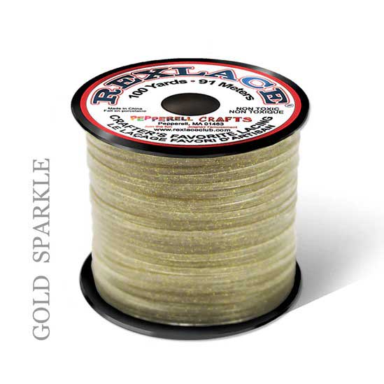 Gold Sparkle Rexlace Flat Plastic Lacing Spool 100 yd (91 m) Pepperell