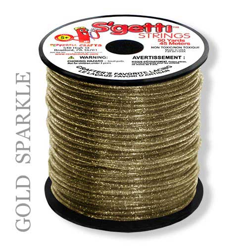 Gold Sparkle S'getti String Round Hollow Plastic Lacing Spool 50 yd (45 m) Pepperell