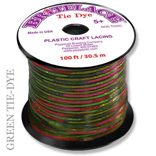 Green Tie-Dye Rexlace Flat Plastic Lacing Spool 100 ft (30.5 M) Pepperell