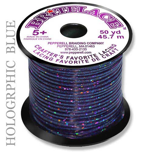 Holographic Blue Rexlace Flat Plastic Lacing Spool 50 yd (45.72 m) Pepperell