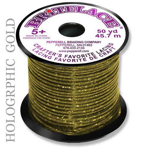 Holographic Gold Rexlace Flat Plastic Lacing Spool 50 yd (45.72 m) Pepperell