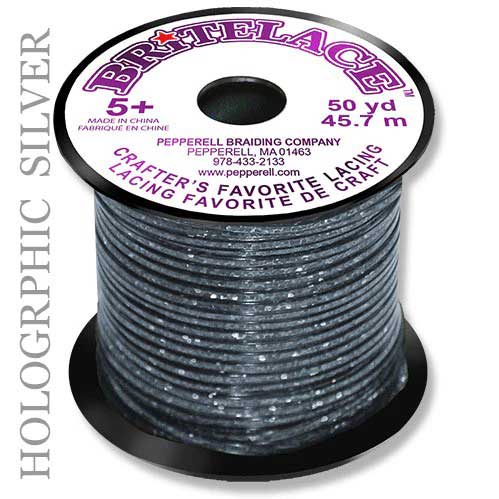 Holographic Silver Rexlace Flat Plastic Lacing Spool 50 yd (45.72 m) Pepperell