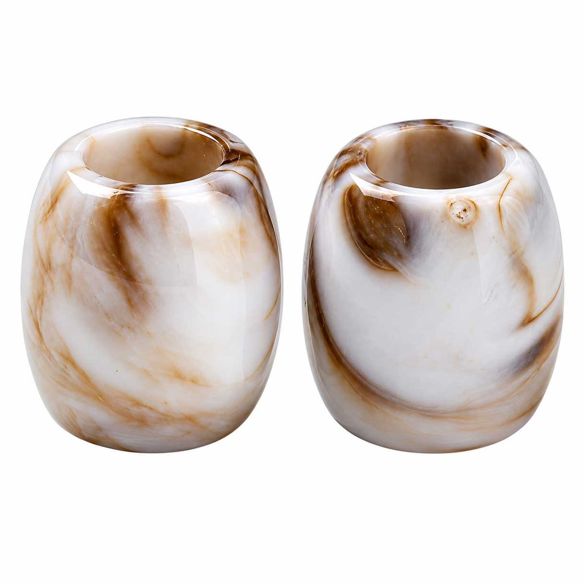 Imitation Gemstone Opaque White/Brown Acrylic Barrel Bead/Charm El Wood Braiding Co