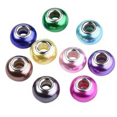 Mixed Colors Imitation Pearl Style Resin Bead/Charms w/Silver Tone Brass Cores (25 Pack) 280-