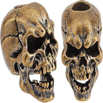 Laughing Antique Bronze Skull Charm/Bead Brass (2 Pack) 280-