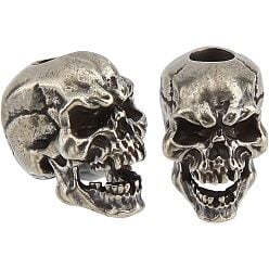 Laughing Antique Silver Skull Charm/Bead Brass (2 Pack) 280-