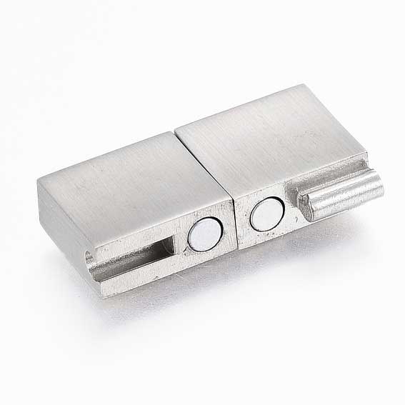 Locking Silver Magnetic Clasps 304 SS Glue In Ends 3x10 mm (1 Pack) 280-