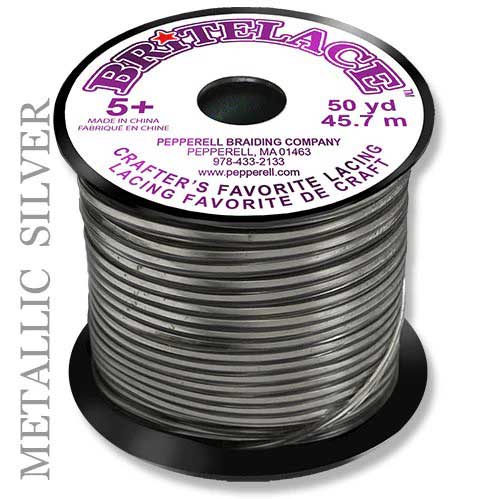 Metallic Silver Rexlace Flat Plastic Lacing Spool 50 yd (45.72 m) Pepperell