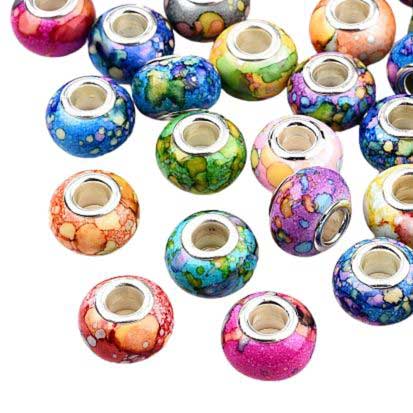 Multi Tone Resin Bead/Charms w/Silver Tone Brass Cores (25 Pack) 280-