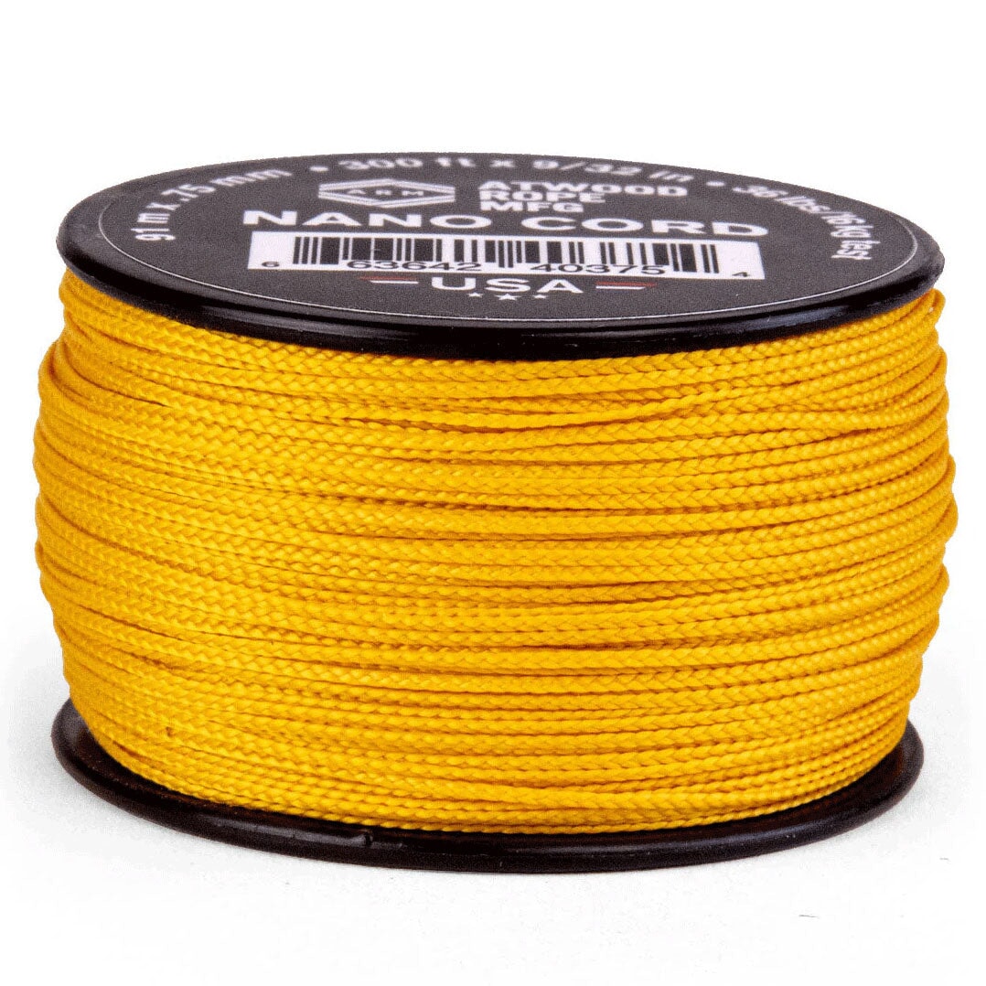 0.75 mm (1/32") Nano Cord AFG Air Force Goldenrod Polyester Made in the USA (300 ft) Atwood Rope MFG