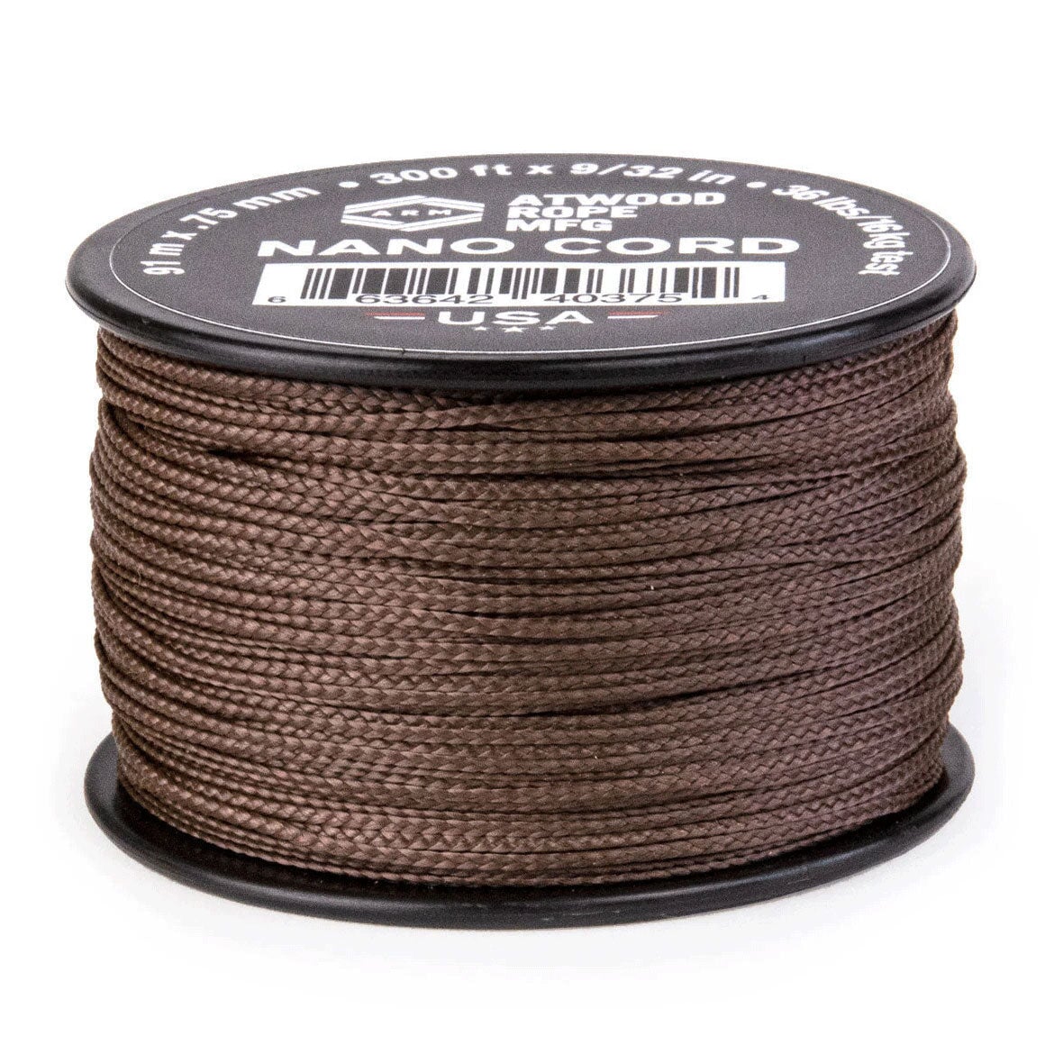 0.75 mm (1/32") Nano Cord Brown Polyester Made in the USA (300 ft) Atwood Rope MFG