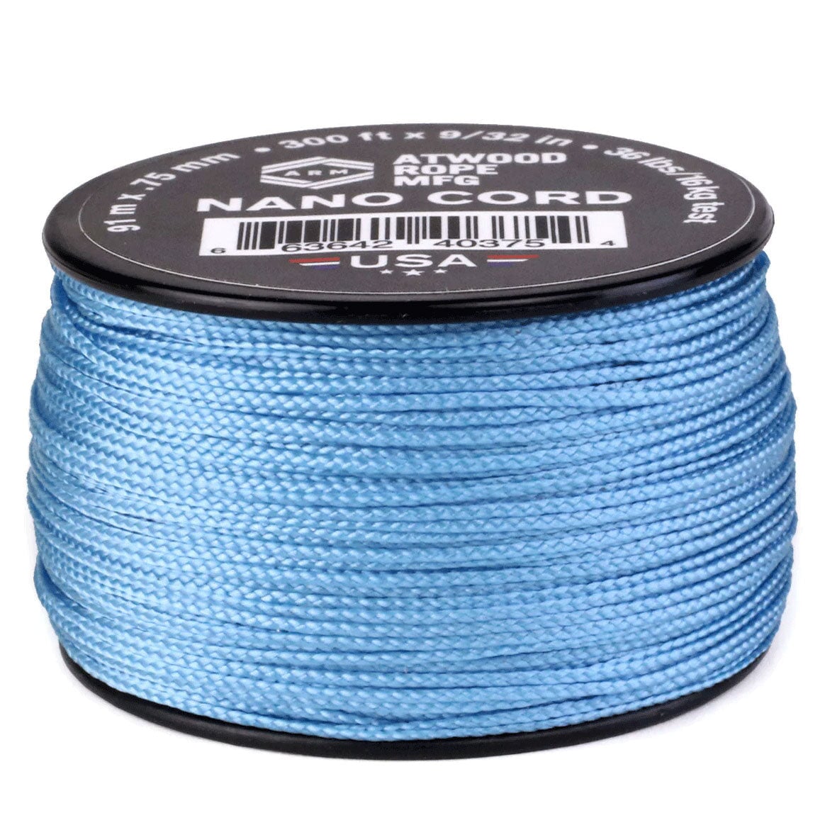 0.75 mm (1/32") Nano Cord Carolina/Baby Blue Polyester Made in the USA (300 ft) Atwood Rope MFG