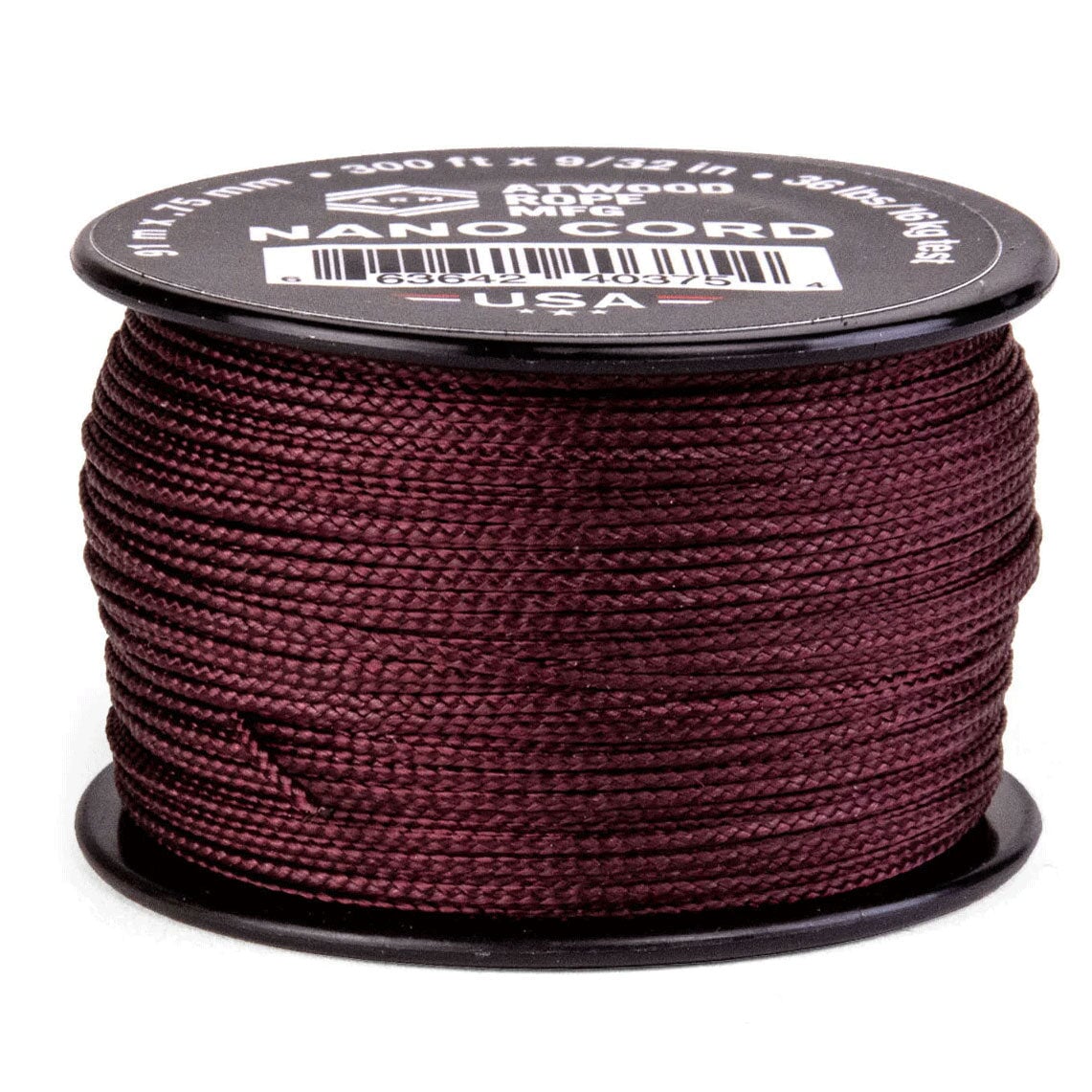0.75 mm (1/32") Nano Cord Maroon Polyester Made in the USA (300 ft) Atwood Rope MFG