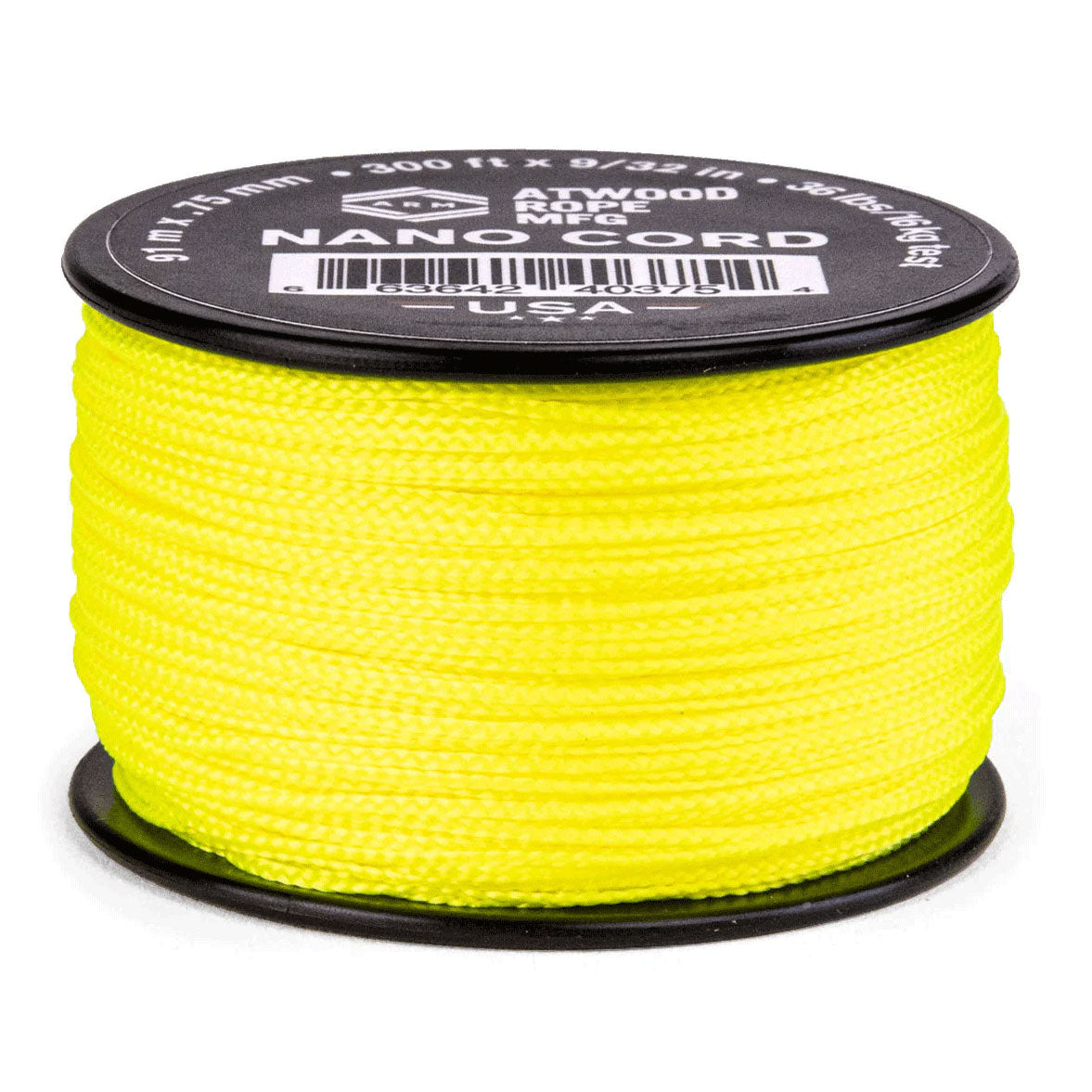 0.75 mm (1/32") Nano Cord Neon Yellow Made in the USA Polyester (300 ft)