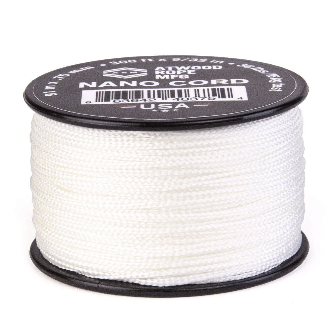 0.75 mm (1/32") Nano Cord White Polyester Made in the USA (300 ft) Atwood Rope MFG