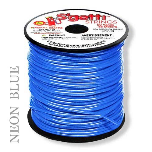 Neon Blue S'getti String Round Hollow Plastic Lacing Spool 50 yd (45 m) Pepperell