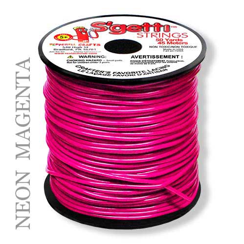 Neon Magenta S'getti String Round Hollow Plastic Lacing Spool 50 yd (45 m) Pepperell