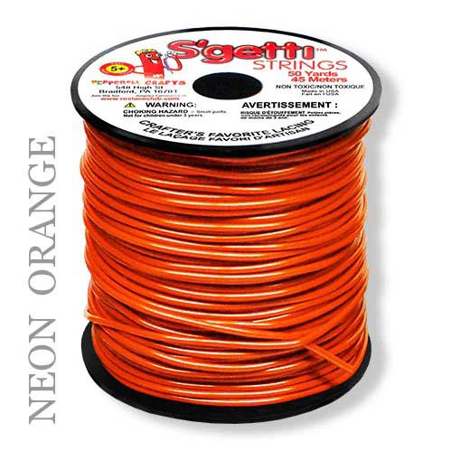 Neon Orange S'getti String Round Hollow Plastic Lacing Spool 50 yd (45 m) Pepperell