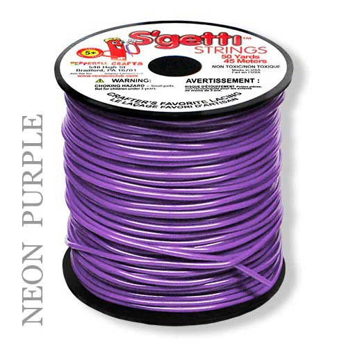 Neon Purple S'getti String Round Hollow Plastic Lacing Spool 50 yd (45 m) Pepperell