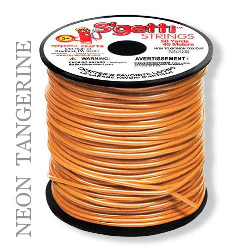 Neon Tangerine S'getti String Round Hollow Plastic Lacing Spool 50 yd (45 m) Pepperell