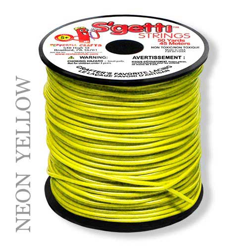 Neon Yellow S'getti String Round Hollow Plastic Lacing Spool 50 yd (45 m) Pepperell