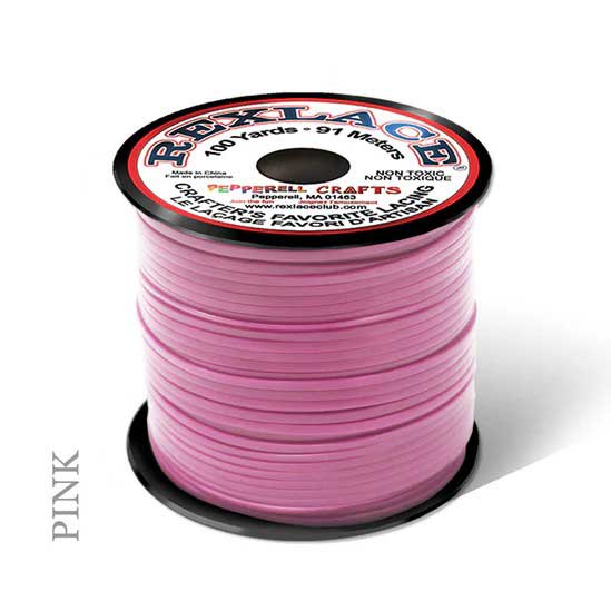 Pink Rexlace Flat Plastic Lacing Spool 100 yd (91 m) Pepperell