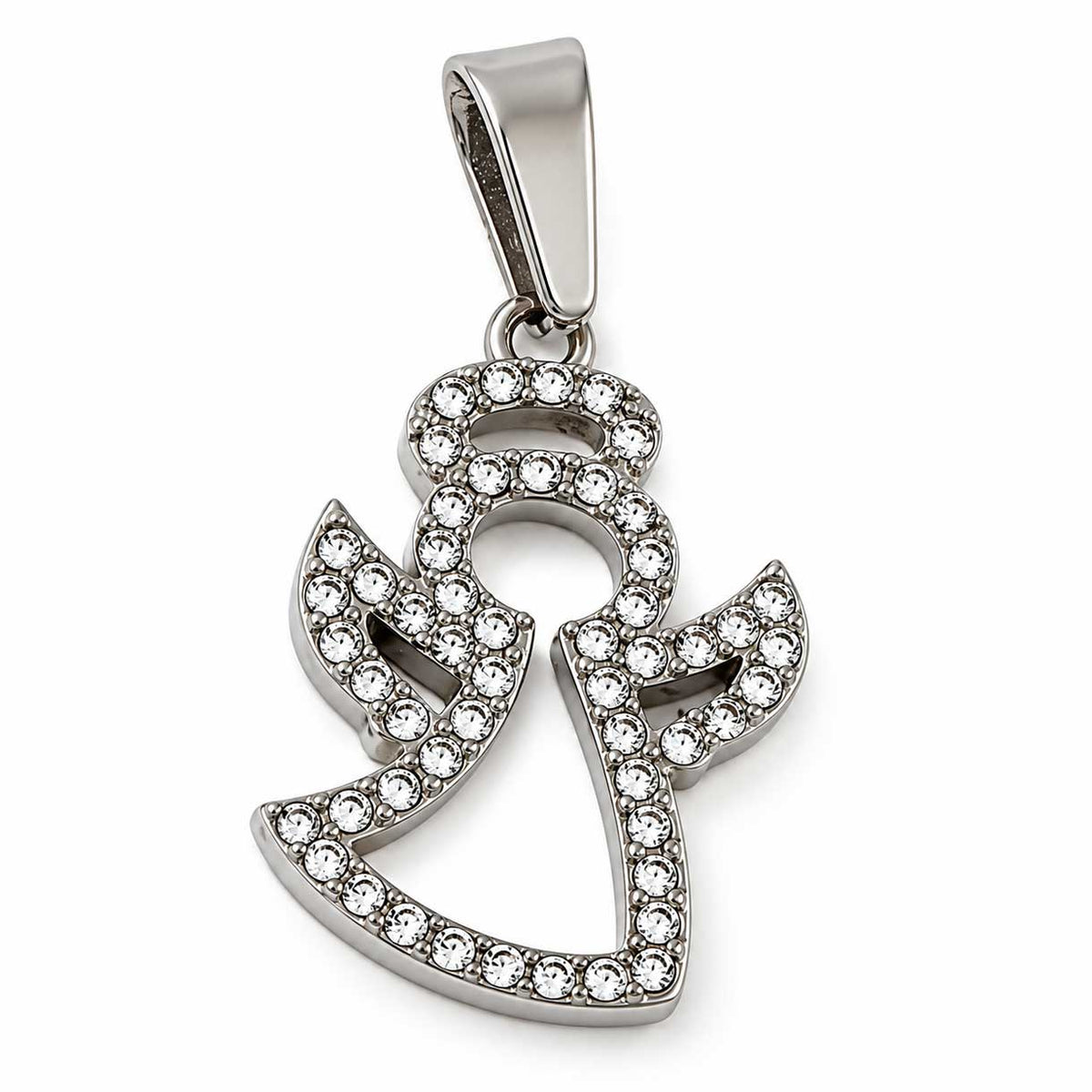 Playful Angel w/Rhinestones 304 Stainless Steel Pendant/Charm 280-
