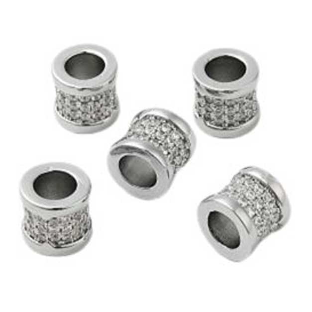 Rack Plating Brass Micro Pave Clear Cubic Zirconia Bead/Charm (2 Pack) 280-