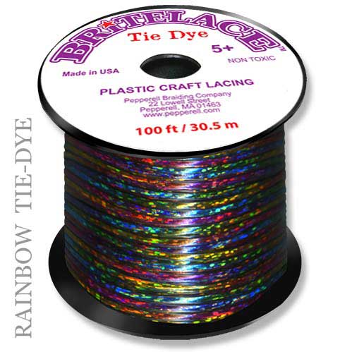 Rainbow Tie-Dye Rexlace Flat Plastic Lacing Spool 100 ft (30.5 M) Pepperell