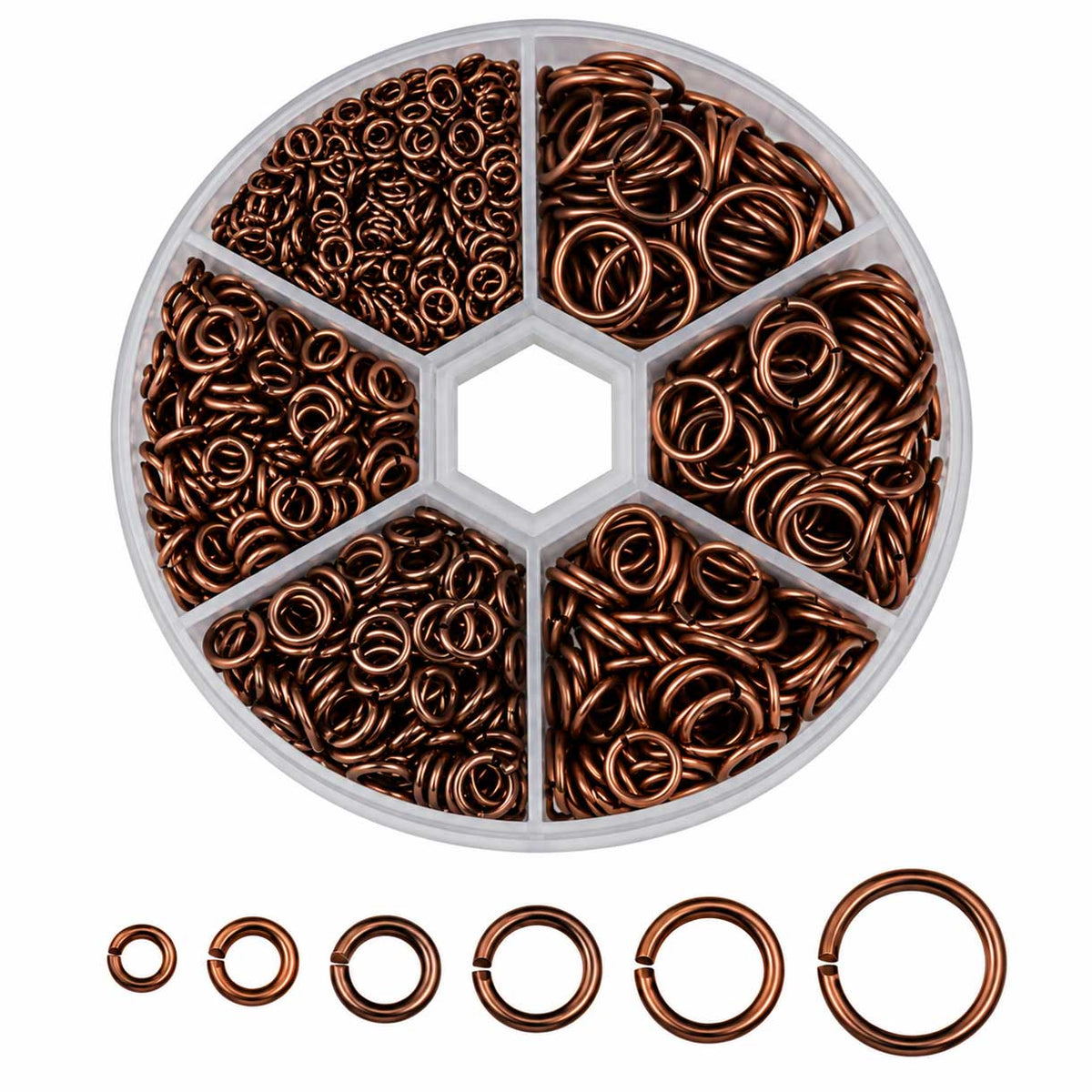 Red Copper Iron Jump Rings Assorted Sizes 1 Container