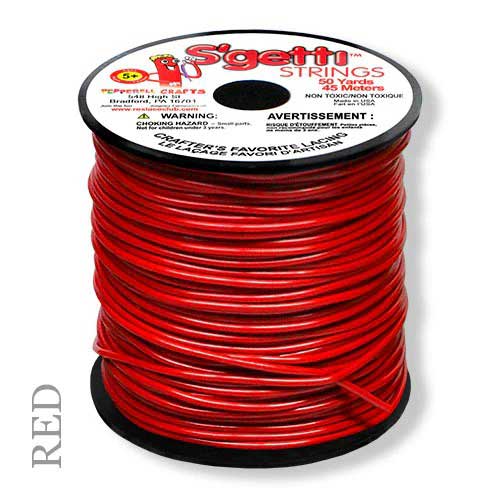 Red S'getti String Round Hollow Plastic Lacing Spool 50 yd (45 m) Pepperell