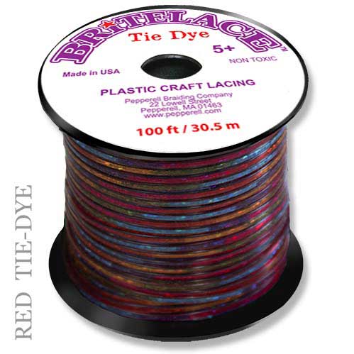 Red Tie-Dye Rexlace Flat Plastic Lacing Spool 100 ft (30.5 M) Pepperell