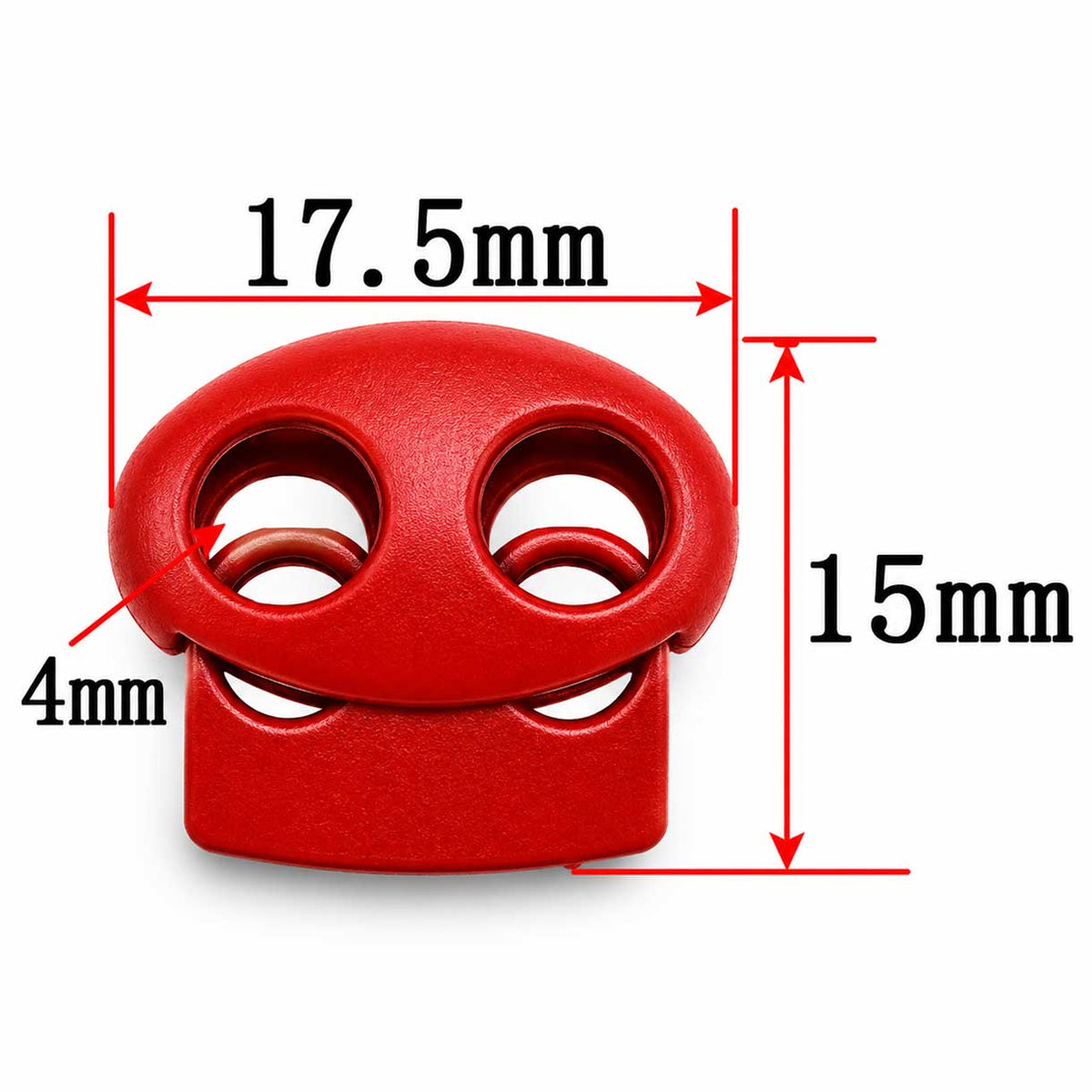 Red Zinc Alloy Oval Two Hole Cord Lock/Stop (5 Pack) paracordwholesale